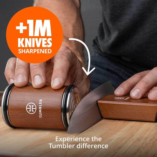 Tumbler Rolling Knife Sharpener™ Knife Holder Pro & Protective Stand - Knife Sharpening Made Easy - Complete Knife Sharpening System for Kitchen Knives - Virtual Bundle