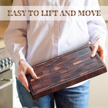 COCOBOSS Large Black Walnut Cutting Board Premium Walnut Chopping Board for Kitchen with Juice Slot, Non-Slip Feet, (Large - 16.5x11.8x1 inches)
