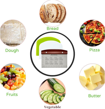 BOORIKA Dough Scraper & Bench Scraper Kitchen – Stainless Steel Sourdough Tools – Dough Cutter for Sourdough Bread, Pizza, and Flat Top Griddles – Chef Approved (Light)