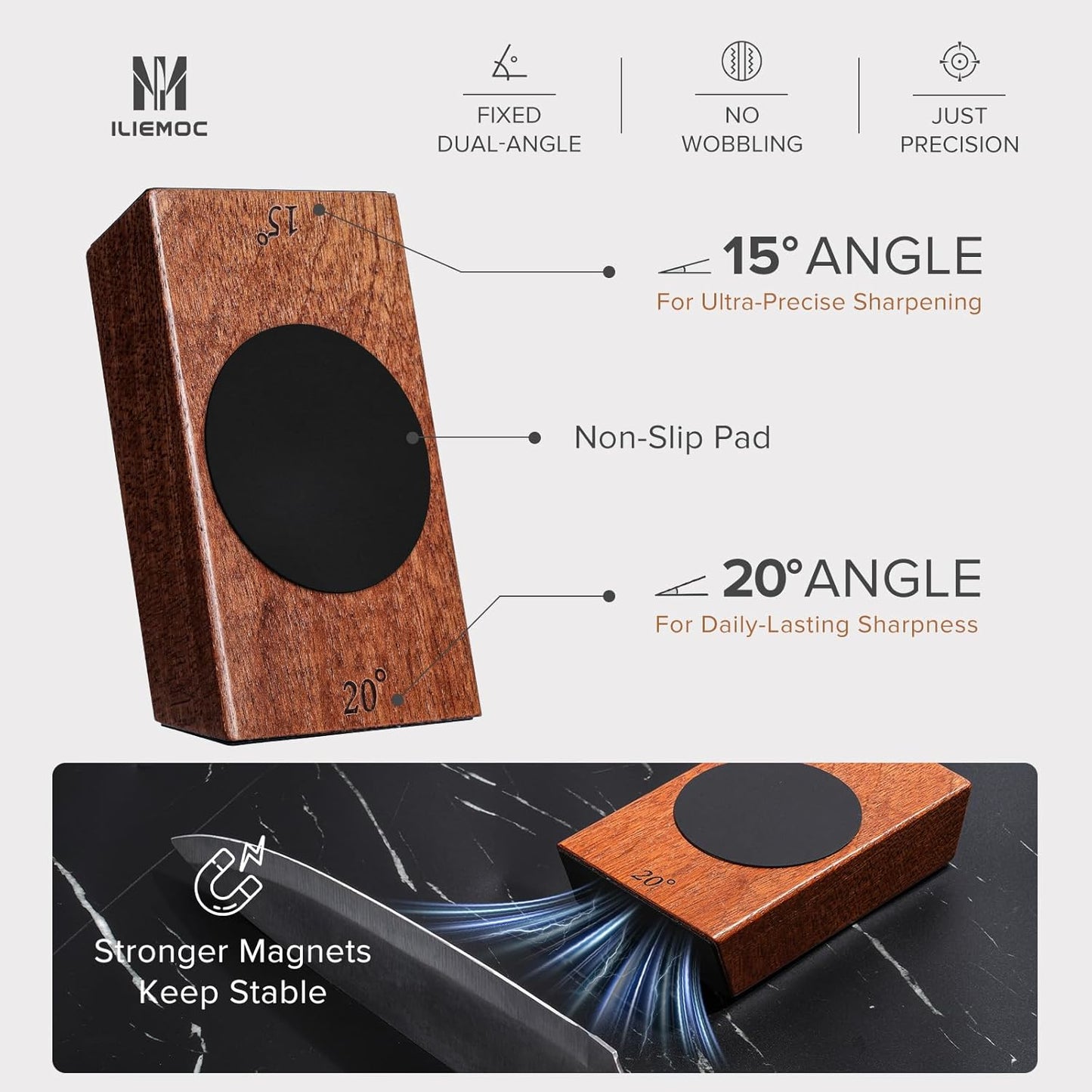 Rolling Knife Sharpener Kit, Kitchen Knife Sharpener with Diamond and Ceramic Grinding Disc, Magnetic Roller Knife Sharpening Kit with 15° & 20° Angle Stable Base, Afilador De Cuchillos