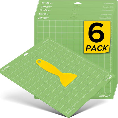 HTVRONT Cutting Mat, 6 Pcs Cutting Mat 12x12(Standard, Light, Strong, FabricGrip) Compatible with Cricut Maker 3/Maker 4/Maker/Explore 3/4/5/Air 2/One, Variety Adhesive Sticky Cutting Mats Accessories