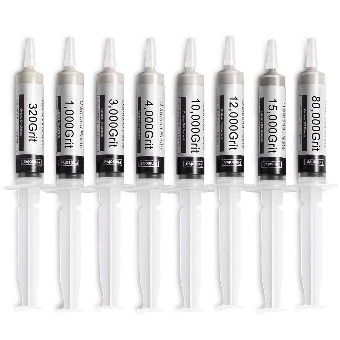 8 Pack Diamond Polishing Compound Genuine 50% Concentration Diamond Paste Kit 80,000 to 1,000 Grit Lapping Stropping Compound for Glass Watch Metal Knife Ring Jewelry Rock Resin Scratch Remover Repair