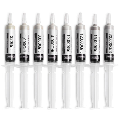 8 Pack Diamond Polishing Compound Genuine 50% Concentration Diamond Paste Kit 80,000 to 1,000 Grit Lapping Stropping Compound for Glass Watch Metal Knife Ring Jewelry Rock Resin Scratch Remover Repair