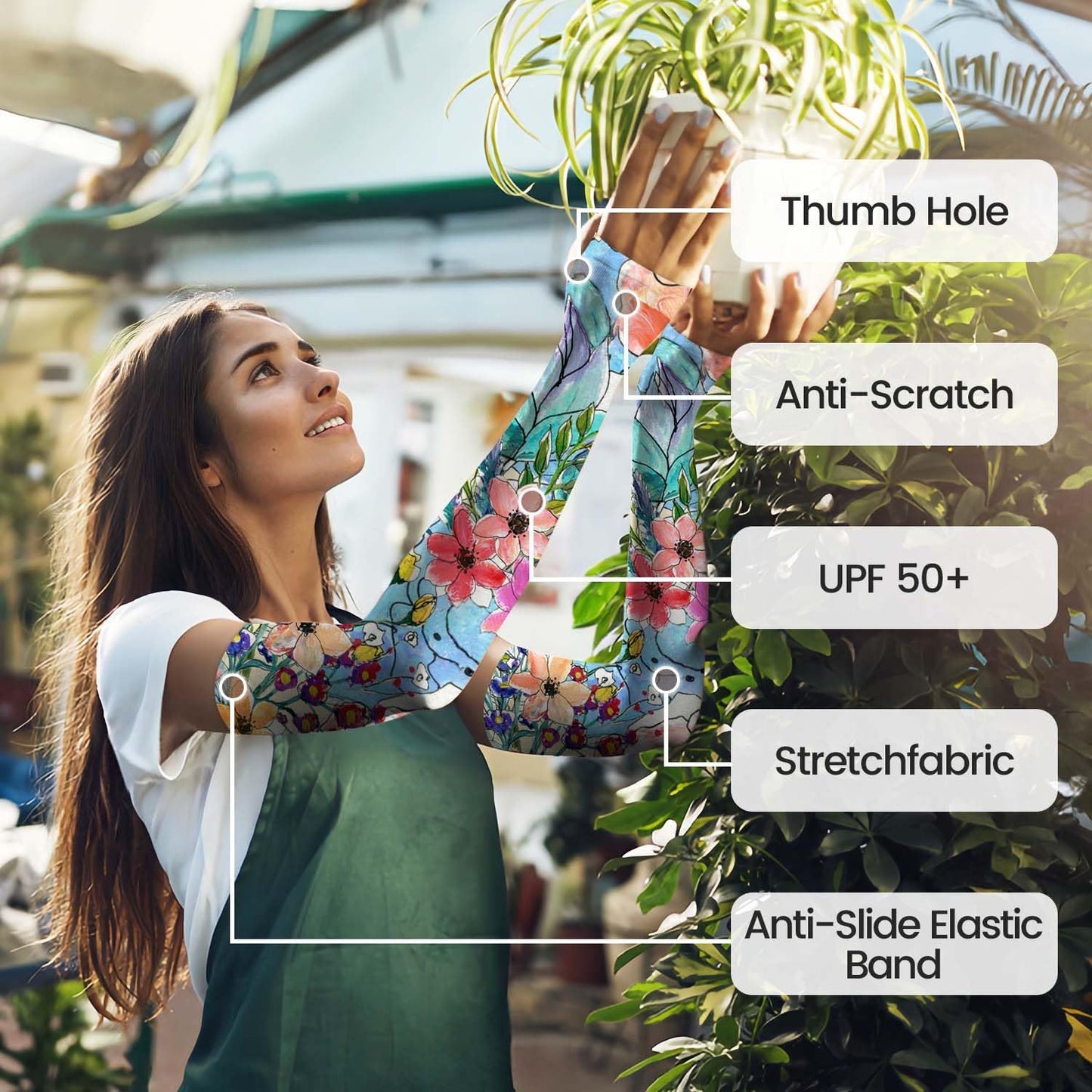 YPHCDO Gardening Sleeves Farm Sun Protection Arm Cooling Sleeves Thorn Proof Garden for Women Men with Thumb Hole