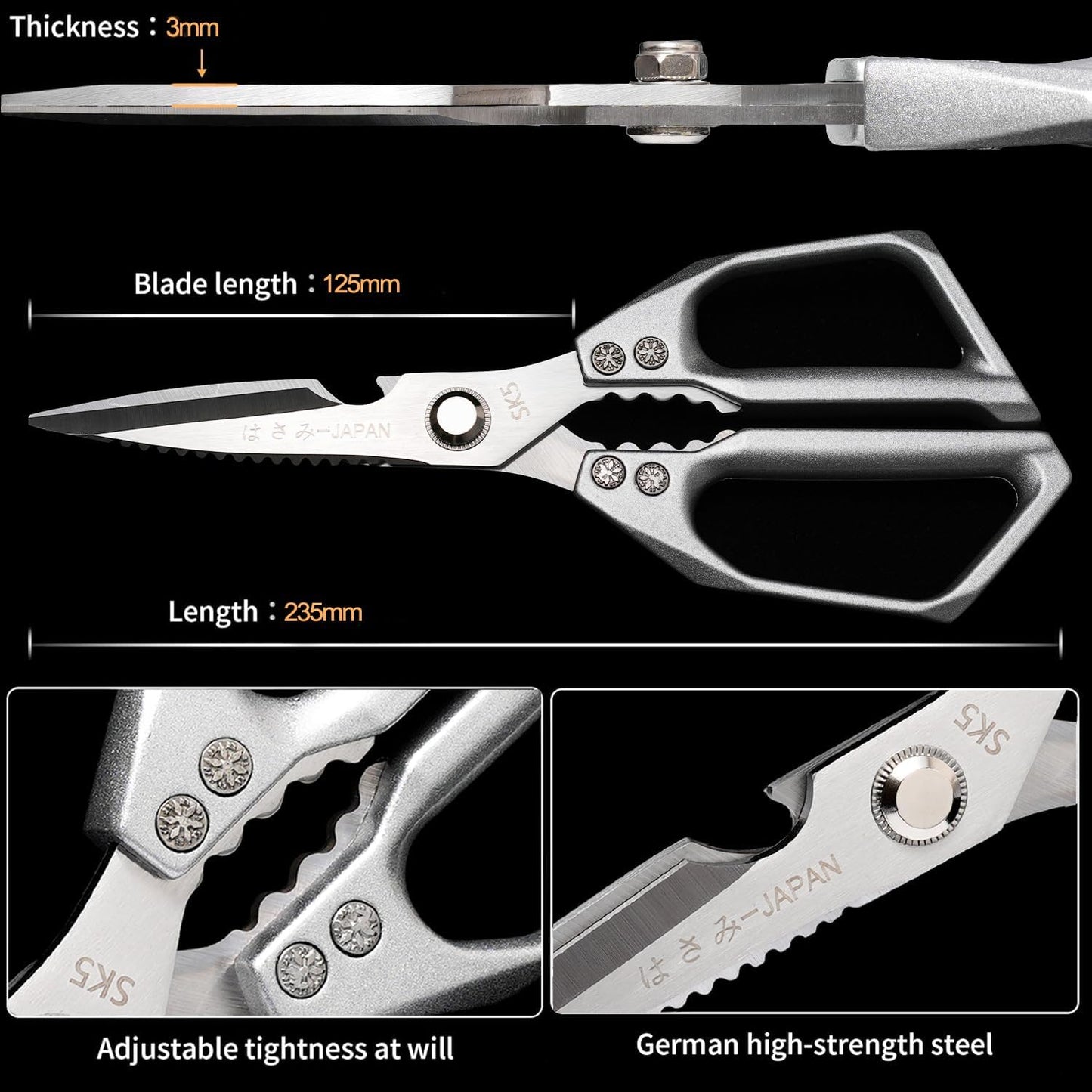 Kitchen Scissors 2-Pack, All-Purpose Heavy Duty Sharp Stainless Steel Shears, Dishwasher Safe Food Scissors for Chicken Bones, Poultry, Herbs & More, Kitchen Shears Set with Bottle Opener