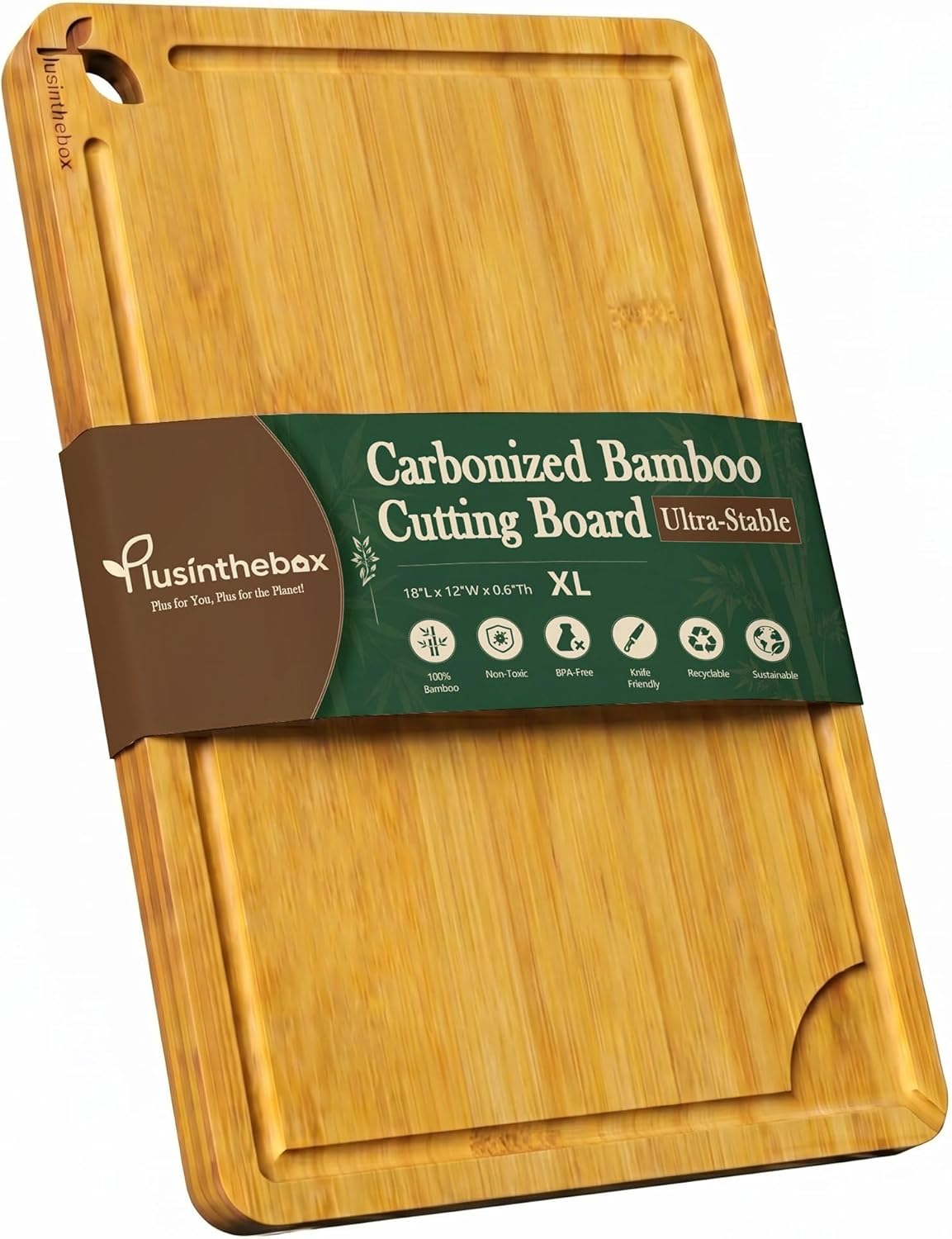 Cutting Boards for Kitchen, Bamboo Cutting Board Set of 3 with Storage Stand, Deep Carbonized Chopping Boards with Deep Juice Grooves and Side Handles for Meat, Vegetables, Fruit and Meal Prep