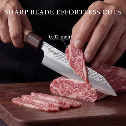 7 Inch Santoku Knife, 9-Layer VG10 High Carbon Steel Multipurpose Japanese Kitchen Knife, Sharp Steak Knife & Brisket Knife with Rosewood Handle for cutting meat for Home & Restaurant