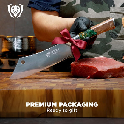 Dalstrong Chef & Cleaver Hybrid Knife - The 'Crixus' - 8 inch - Valhalla Series - 9CR18MOV HC Steel - Celestial Resin & Wood Handle - Razor Sharp Chef's Knife - w/Leather Sheath