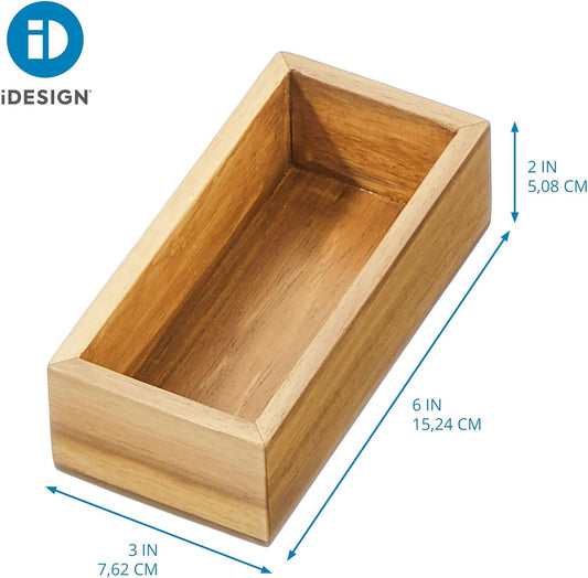 iDesign Acacia Wood Kitchen Drawer Organizer - Set of 3 - Natural