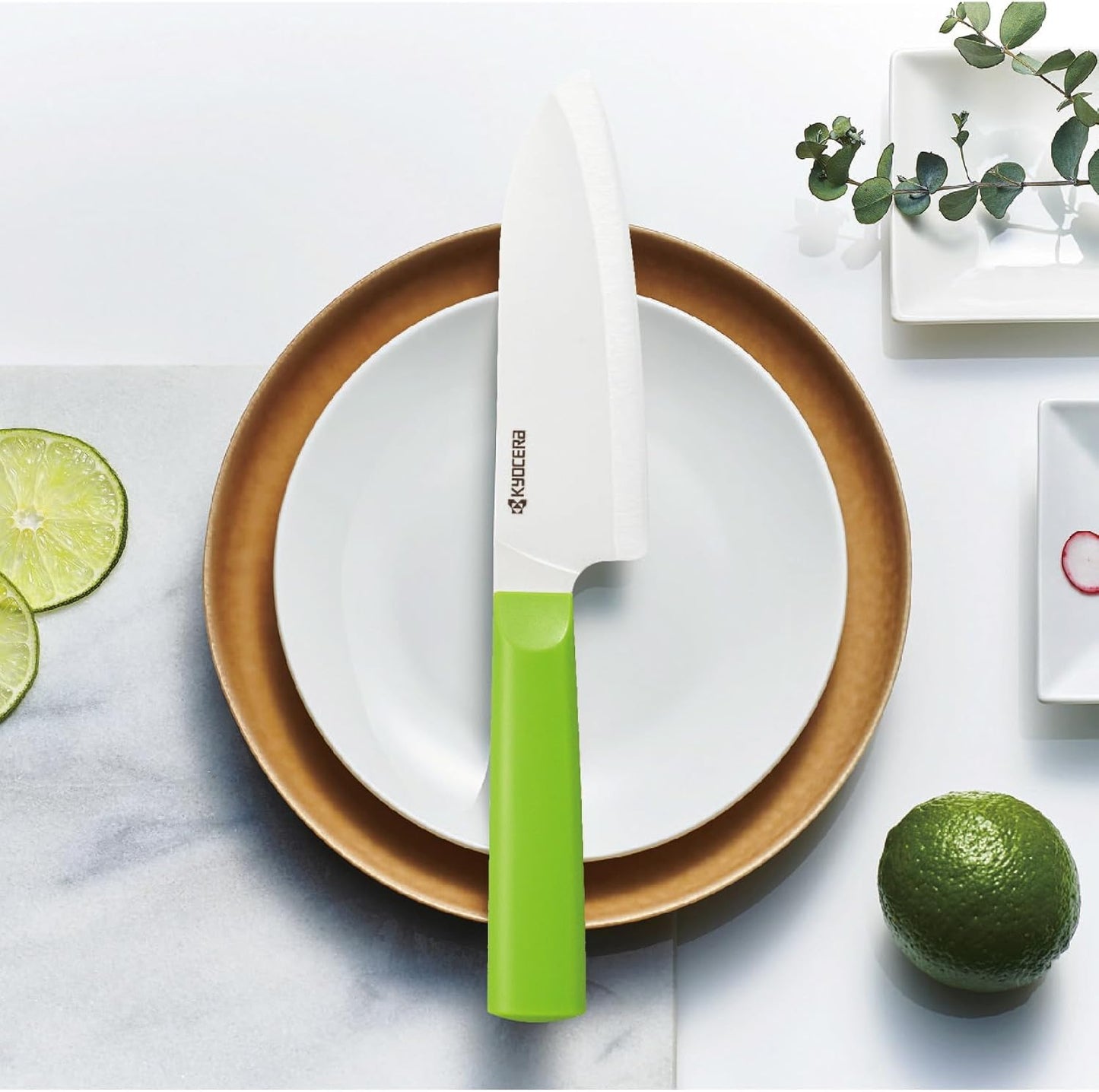 Kyocera INNOVATIONwhite 6" Ceramic Nakiri Knife - White Z212 Blade with Non-Slip Black Handle