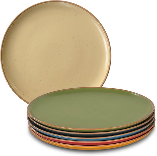 Mora Ceramic Dinner Plates Set of 6, 10 inch Dish Set - Microwave, Oven, and Dishwasher Safe, Scratch Resistant, Modern Rustic Dinnerware- Kitchen Porcelain Serving Dishes - Vanilla White
