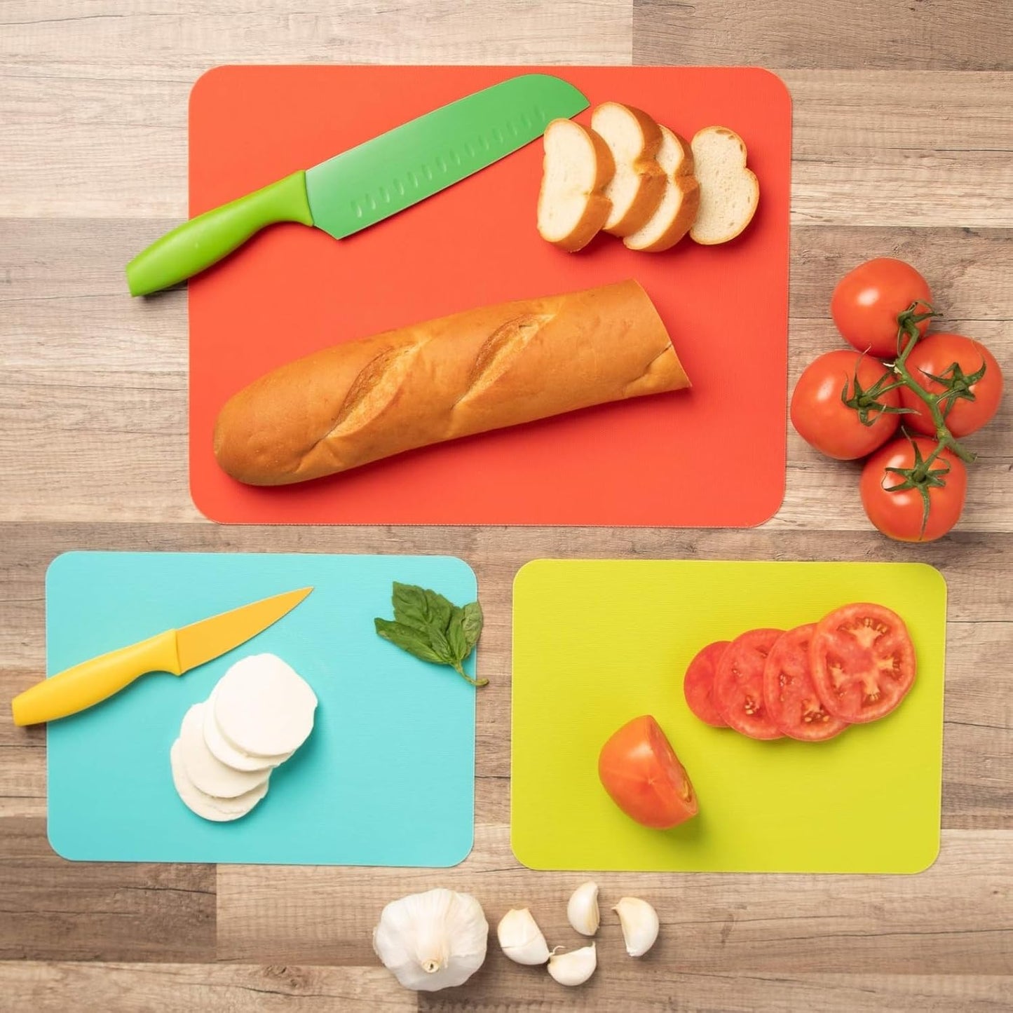 Simply Genius Plastic Cutting Boards - Flexible Color Coded Cutting Board Set - Textured Grip Odor-Resistant Dishwasher-Safe Chopping Mat - Pack of 4-8 in x 11 in - Multicolor