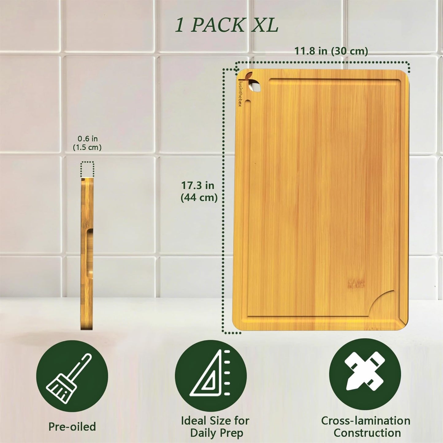 Cutting Boards for Kitchen, Bamboo Cutting Board Set of 3 with Storage Stand, Deep Carbonized Chopping Boards with Deep Juice Grooves and Side Handles for Meat, Vegetables, Fruit and Meal Prep