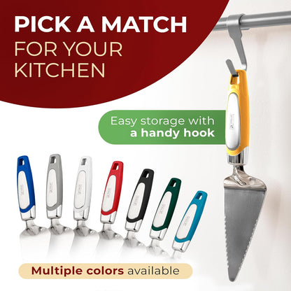Orblue Pie Server, Essential Kitchen Tool, Serrated on Both Sides, Great for Right or Left Handed Chef, Stainless Steel Flatware , Cake Cutter,White