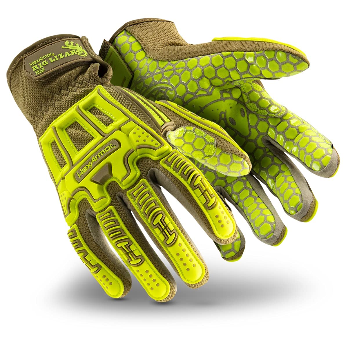 HexArmor Cut-Resistant Impact Protection PU Palm Work Gloves | Rig Lizard® Series 2095 | Large