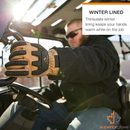Superior Glove Endura Cut and Impact Resistant Leather Work Gloves – Insulated for Cold Winter Temperatures – 378KGTVB Large (Pack of 1 Pair)