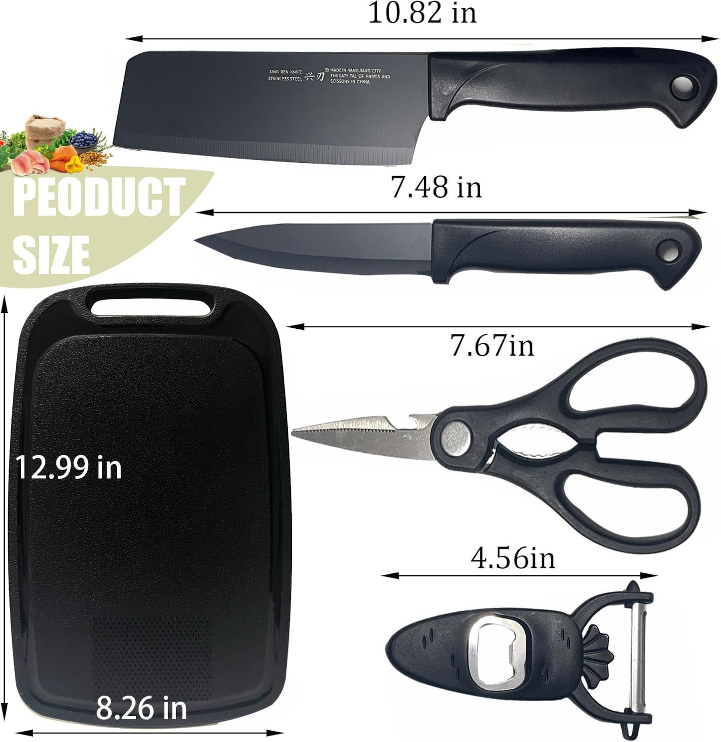 Knife and Cutting Board Set, 5 In1 Travel Small Cutting Boards with Knife Camping Essentials for Travel College(Green)
