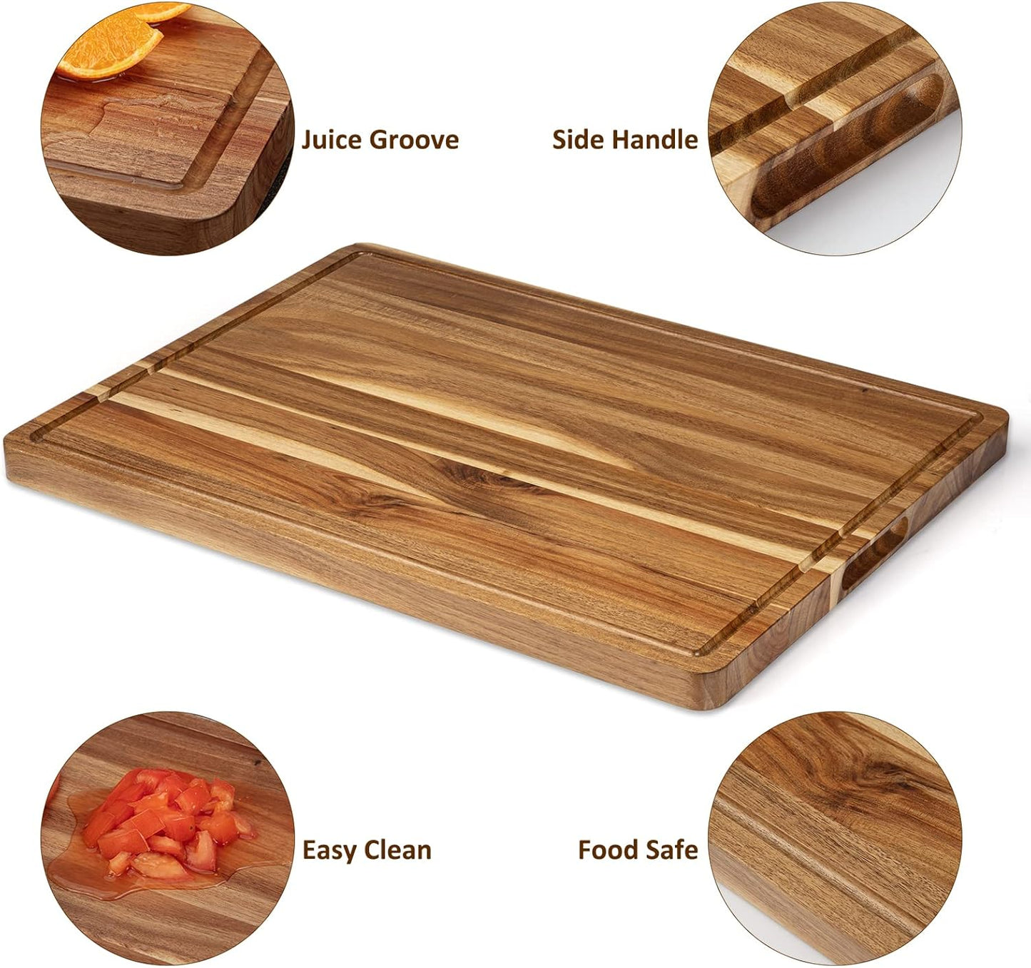 Garvee Extra Large Cutting Board for Kitchen, 24 in x 18 in Acacia Wood Thick Chooping Board with Deep Juice Groove, Large Butcher Block for Meat Fruits Vegetables Turkey