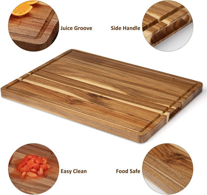 Garvee Extra Large Cutting Board for Kitchen, 24 in x 18 in Acacia Wood Thick Chooping Board with Deep Juice Groove, Large Butcher Block for Meat Fruits Vegetables Turkey