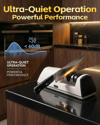 USELUCK Electric Knife Sharpener, Professional 3-Stage High-Grit Diamond Sharpening System for Precision Grinding, Sharpening,Polishing, Designed for Straight & Ceramic Kitchen Knives