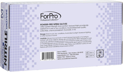 ForPro Disposable Nitrile Gloves, Chemical Resistant, Powder-Free, Latex-Free, Non-Sterile, Food Safe, 4 Mil