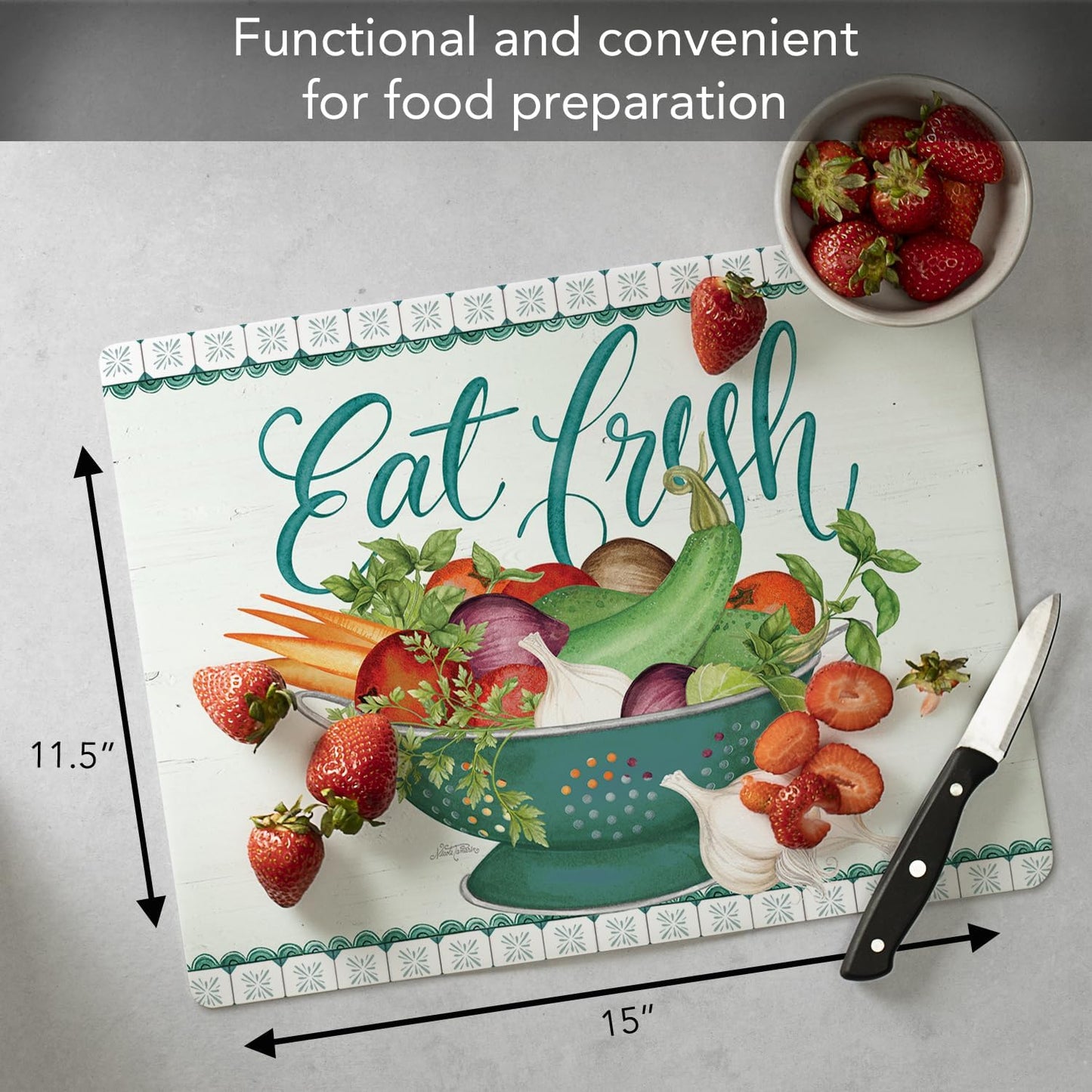Cut N' Funnel Farmhouse Fall Designer Flexible Cutting Board Mat 15" x 11.5" Made in the USA Decorative Flexible Easy to Clean