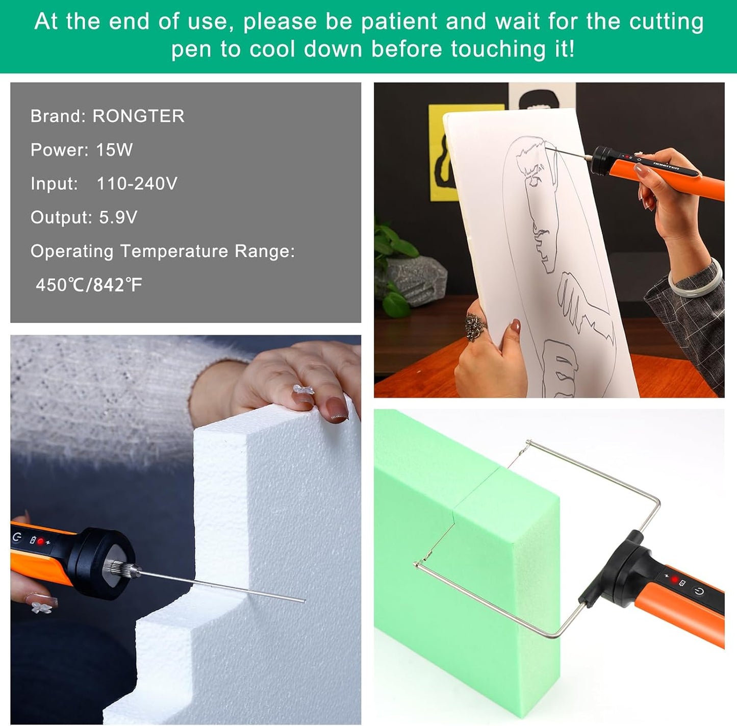 4 in 1 Hot Wire Electric Foam Cutter Kit, Styrofoam Cutting Tool 15W/ 6V with Case, Heated Foam Carving Knife Kit (Toolbox Pink)