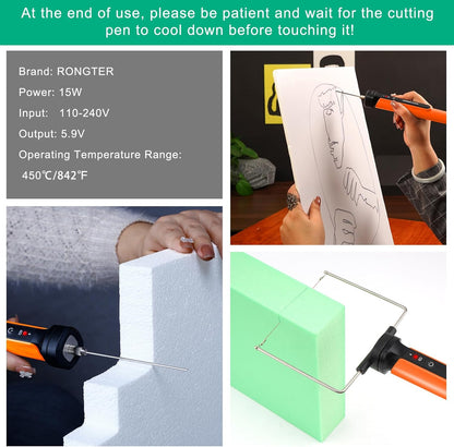 4 in 1 Hot Wire Electric Foam Cutter Kit, Styrofoam Cutting Tool 15W/ 6V with Case, Heated Foam Carving Knife Kit (Toolbox Pink)