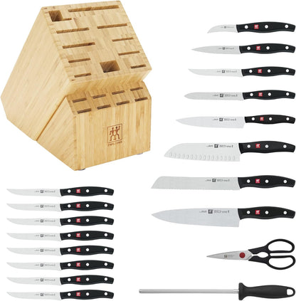 ZWILLING Twin Signature 11-Piece German Knife Set with Block, Razor-Sharp, Made in Company-Owned German Factory with Special Formula Steel perfected for almost 300 Years, Dishwasher Safe