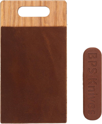 BPSKNIVES Knife Polishing Board for Careful Blade Polishing and Final Edge Refinement, Leather Strop with Polishing Compound for Knife Maintenance