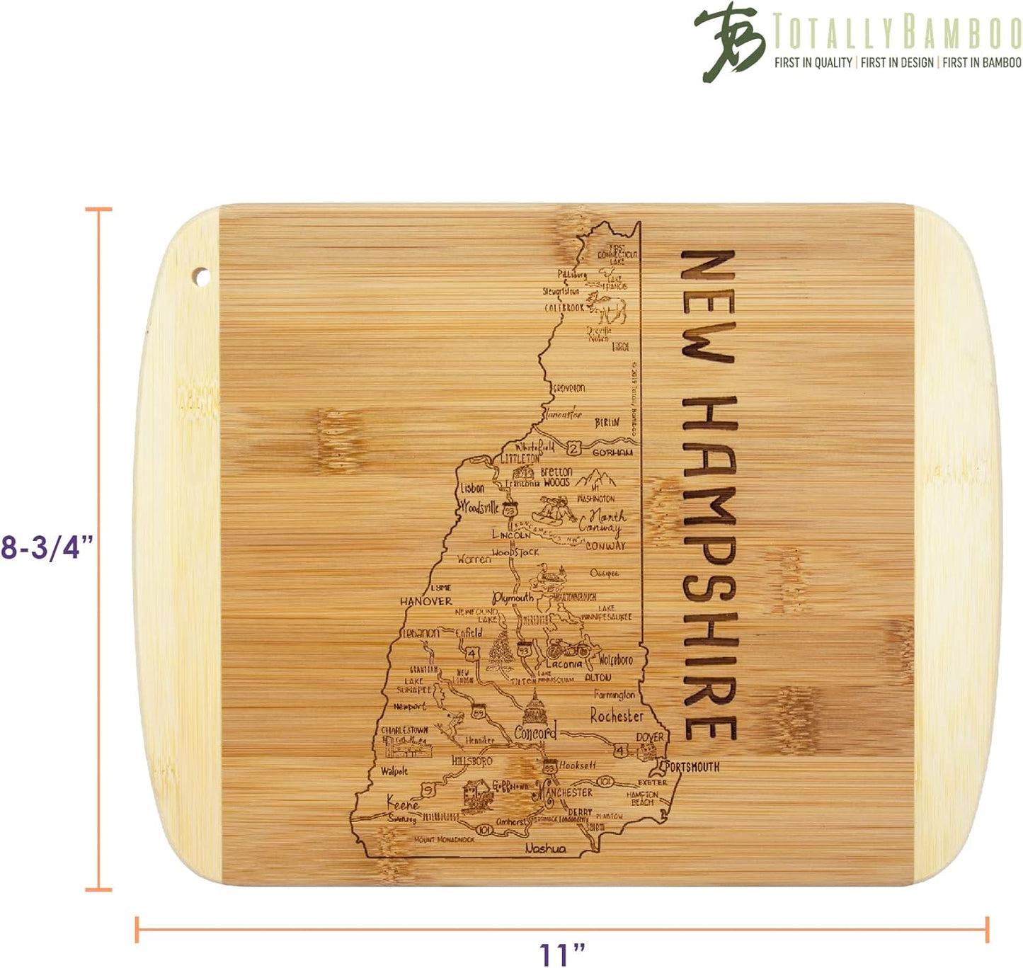 Totally Bamboo A Slice of Life New Jersey State Serving and Cutting Board, 11" x 8.75" - Colors A