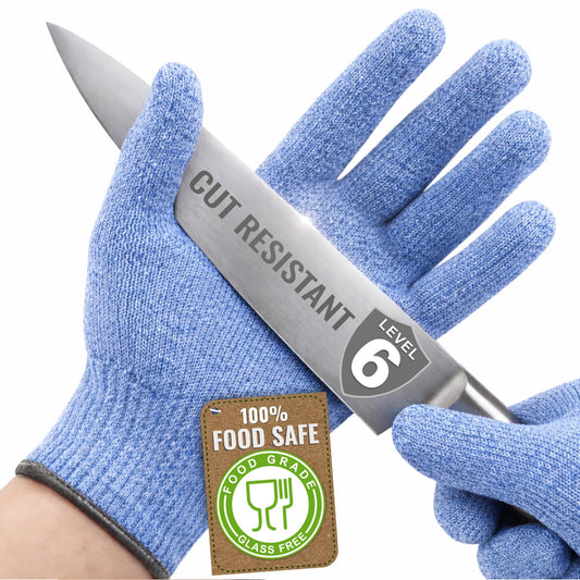 Superior ANSI A6 Cut Resistant Gloves, 100% Food Safe‘BLUE’Cutting Glove for Chefs & Butchers, Mandoline Oyster Shucking Gloves, Cut Proof Gloves with Premium Comfort & Dexterity