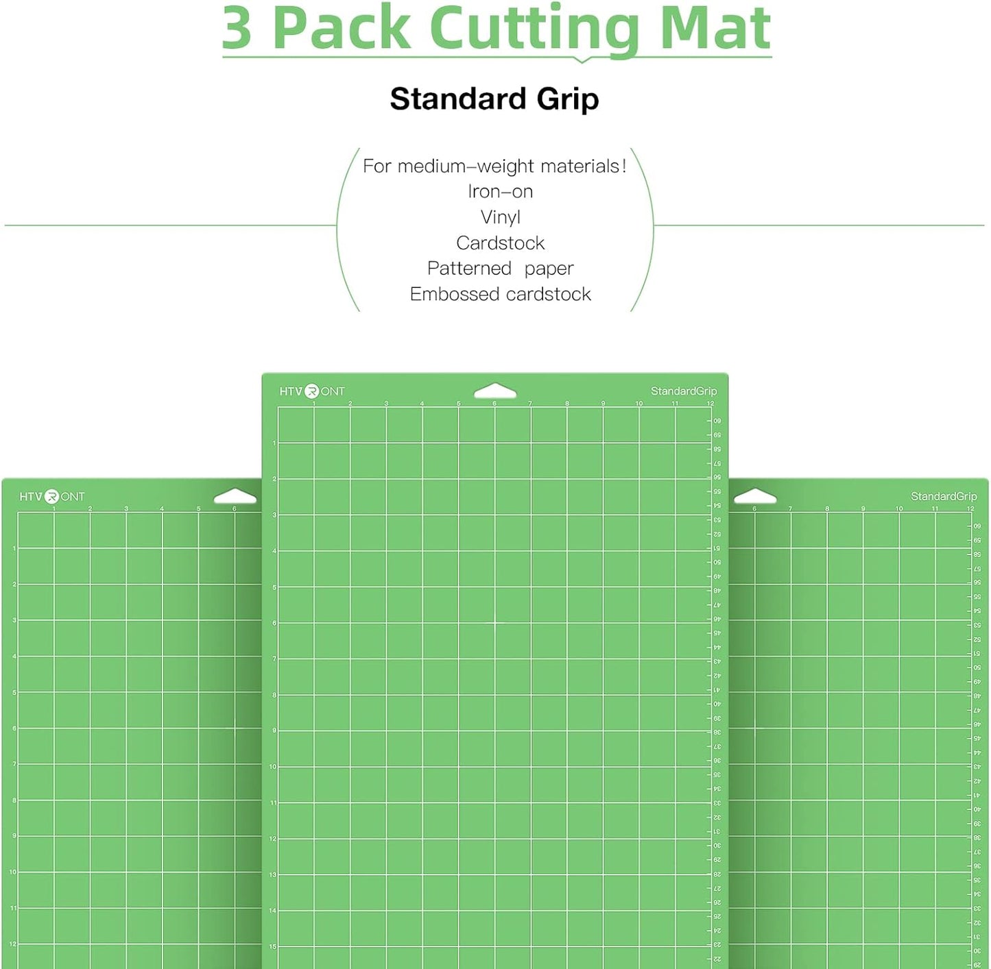 HTVRONT Cutting Mat, 6 Pcs Cutting Mat 12x12(Standard, Light, Strong, FabricGrip) Compatible with Cricut Maker 3/Maker 4/Maker/Explore 3/4/5/Air 2/One, Variety Adhesive Sticky Cutting Mats Accessories