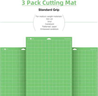 HTVRONT Cutting Mat, 6 Pcs Cutting Mat 12x12(Standard, Light, Strong, FabricGrip) Compatible with Cricut Maker 3/Maker 4/Maker/Explore 3/4/5/Air 2/One, Variety Adhesive Sticky Cutting Mats Accessories