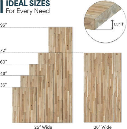 60''L x 25''W x 1.5''Th Acacia Premium Solid Wood Butcher Block Countertop, Butcher Block Table Top for DIY Washer Dryer/Island/Kitchen Countertop (Unfinished)