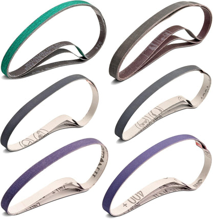 1 x 18 Inch Sanding Belts,Knife Sharpening Belt Kit Fits Work Sharp Blade Grinder Attachment of Ken Onion Edition Knife & Tool Sharpener,2 PCS Each of 120, 240, 400, 600,1000 2500 Grits,12-Pack