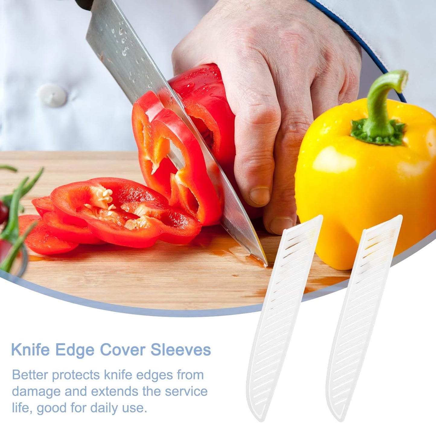uxcell 5Pcs Knife Cover Sleeves Blade Edge Guards for 8" Chef Knife Protector Universal Knife Sheath for Kitchen, White