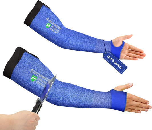 Schwer 2 Pairs AIR-SKIN ANSI A6 Cut Resistant Arm Sleeves for Men & Women S902, Non-PFAS Arm Protectors for High Risk Work, UPF50+ UV Protection Cooling Gardening Sleeves for Farming, Lightweight