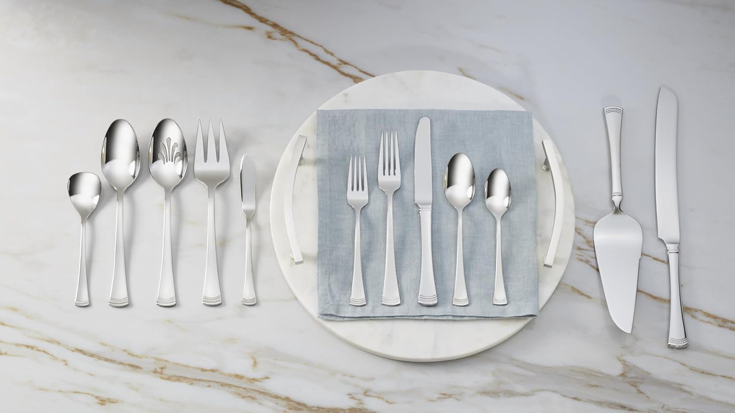 Lenox Silverware Set, Portola 12-Piece Steak Knife Flatware Set, Service For 12, Made Of 18/10 Stainless Steel, Dishwasher Safe, Home And Kitchen Utensils, Knives, Cutlery (Silver, 12 Piece)