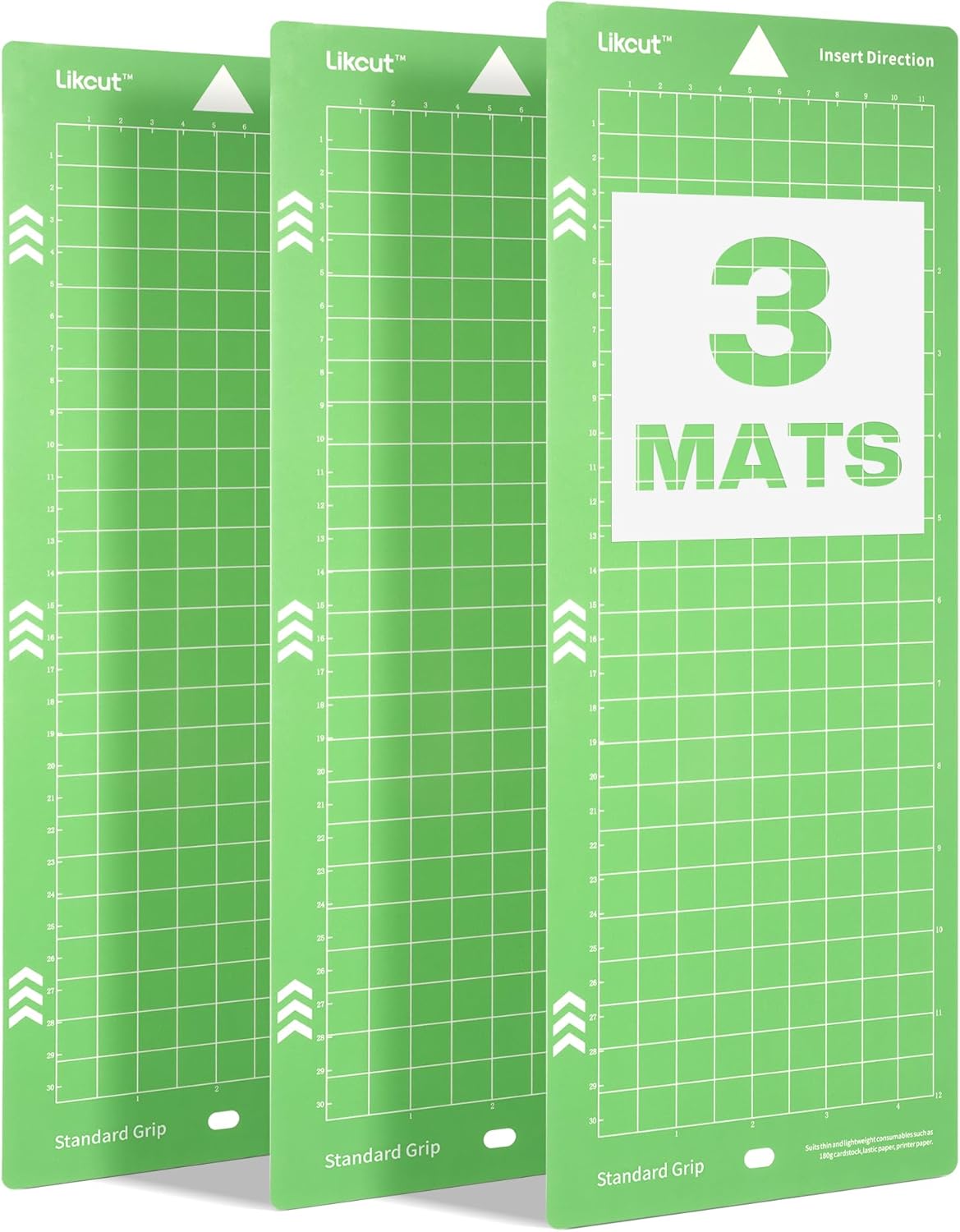 Likcut Cutting Mat for Glee S501 Cutter, 4.5" X 6.5" Standard Grip Mat for DIY Crafty, 3 Packs Likcut Accessories Mats, Adhesive Sticky Green Quilting Replacement Cut Mats for Iron On, Vinyl and More