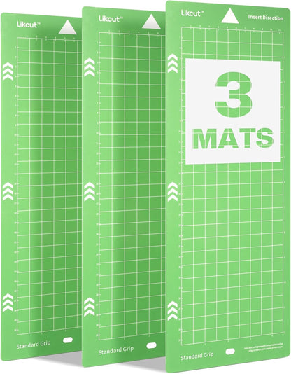 Likcut Cutting Mat for Glee S501 Cutter, 4.5" X 6.5" Standard Grip Mat for DIY Crafty, 3 Packs Likcut Accessories Mats, Adhesive Sticky Green Quilting Replacement Cut Mats for Iron On, Vinyl and More
