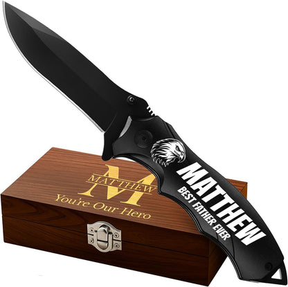 Pocket Knife for Men - Tactical Gear with Glass Breaker and Pocket Clip - Sharp Folding Knives for EDC, Outdoor Cooking, Cutting Cake - Kitchen Utensils & Gadgets - Gifts for Husband, Dad 6495 B
