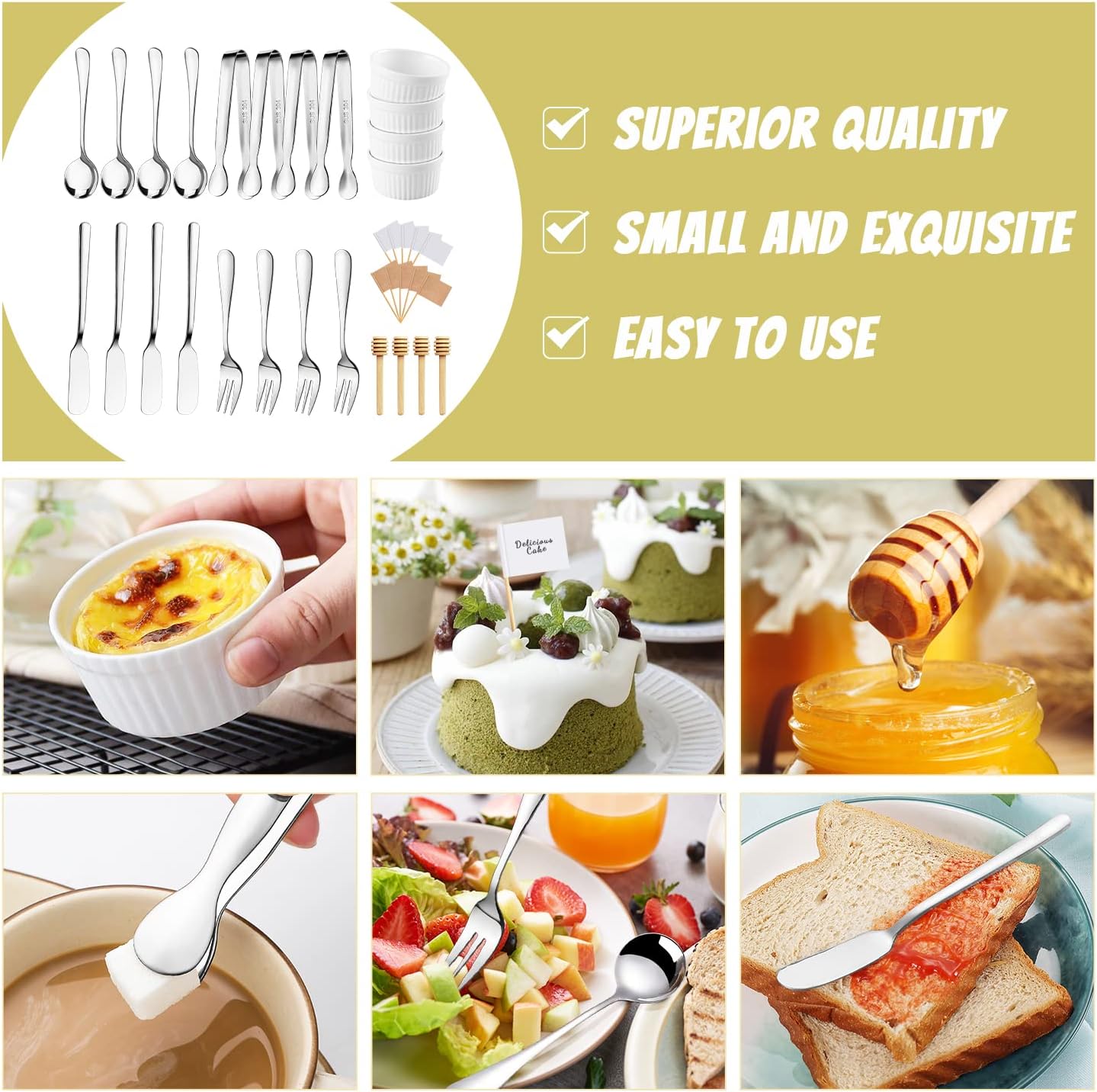 Charcuterie Boards Accessories 64Pcs Cheese Butter Spreader Knives Set Charcuterie Utensils Mini Serving Spoons and Forks Small Serving Tongs Sauce Cups Honey Dippers Toothpick Flags for Pastry Making