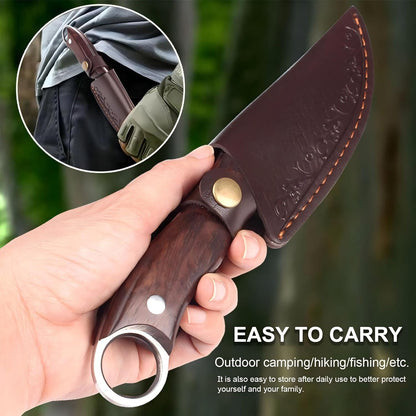 MDHAND Chef Knife - 8.5 inch Hand Forged Boning Knife with Sheath, High Carbon Steel Hunting Knives, Meat Cutting Knife for Kitchen, Japanese Butcher Knives for Camping, Outdoor BBQ, Gifts for Men