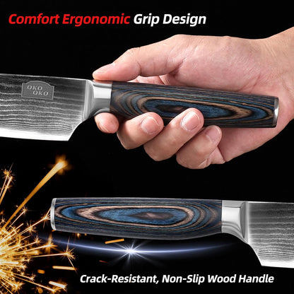 Damascus Kiritsuke Knife, 8-Inch Kiritsuke Chef Knife with 9Cr18MoV Steel Core, Japanese Kitchen Knife with Wood Handle - Razor Sharp Chef's Knife for Home Kitchen with Gift Box