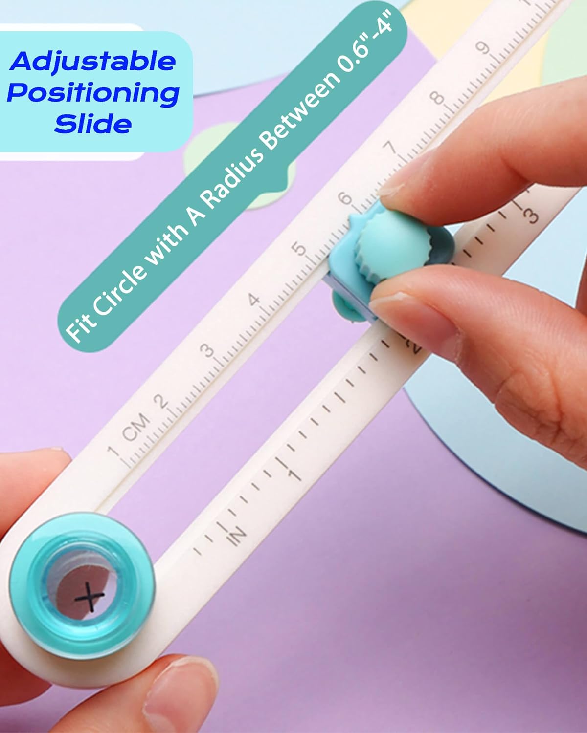 Oythiem Circle Cutter Tool for Paper Crafts - Rotary Cutter Round Cutting Knife for Scrapbooking, Card Making, Art And Diy Crafts, Fits Circles with A Radius Between 0.6"-4"