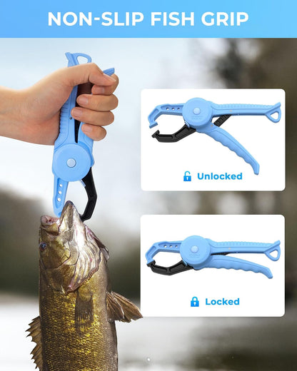 Calamus DriftWave Fishing Tool Kit – Corrosion Resistant Fishing Pliers, Lip Gripper, Fillet Knife, Scale, Retractor & Glove,Scissors & Pocket Knife,Fishing Gifts for Men