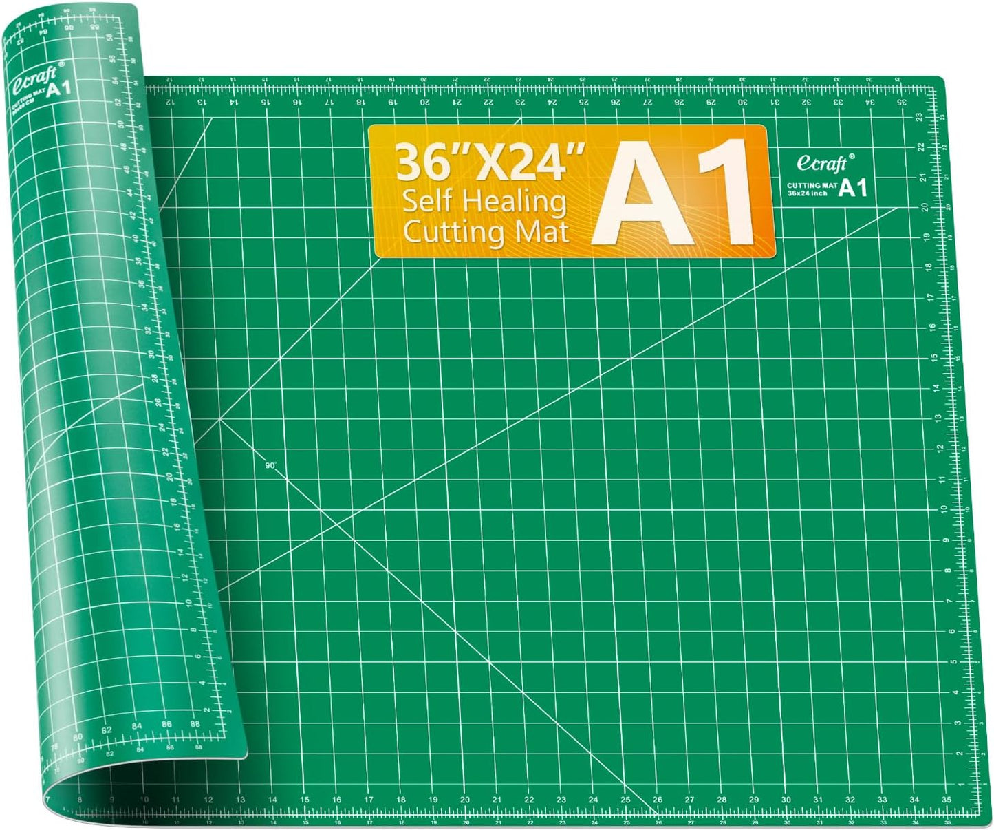 Ecraft Self Healing Cutting Mat 18x12 Inch A3, 5-Ply Double Sided Rotary Cutting Board with Grid, Grey/Black for Sewing, Quilting, Fabric & Craft Projects