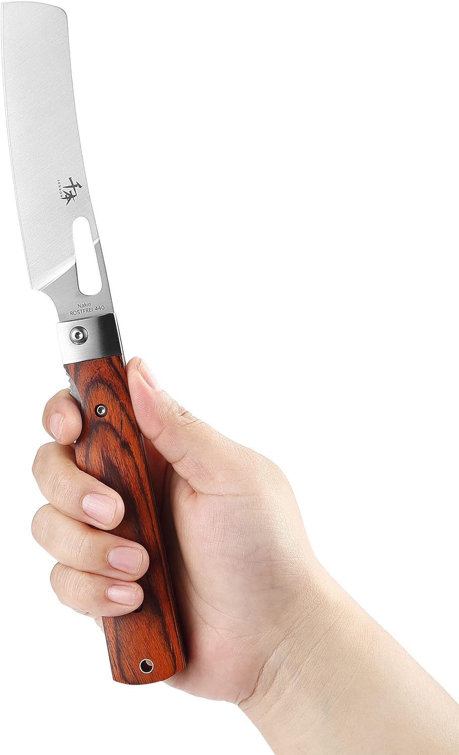 SENBON 440A stainless steel Gift wrapped 4 piece set sharp pocket folding Japanese chef knife universal peeling knife bread knife set portable kitchen knives with natural olive handle