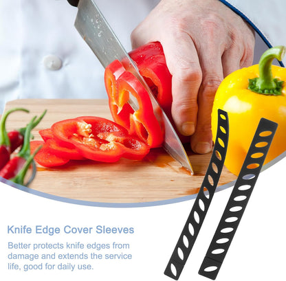 uxcell 10Pcs Knife Edge Guards Blade Protector Plastic Knife Edge Cover Sleeves Universal Blade Covers Knife Sheath for Kitchen, Black